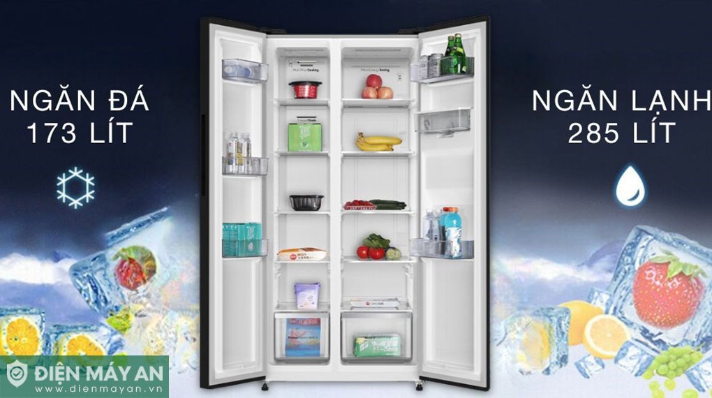 Dung tích ngăn đá của tủ lạnh Casper Side By Side RS-460PBW lên đến 173 lít